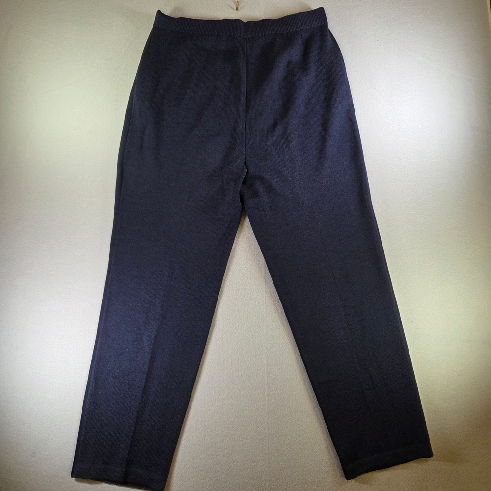 St John Basics Navy Blue Santana Knit Straight Leg Pants High Rise Womens 10 - Picture 6 of 9